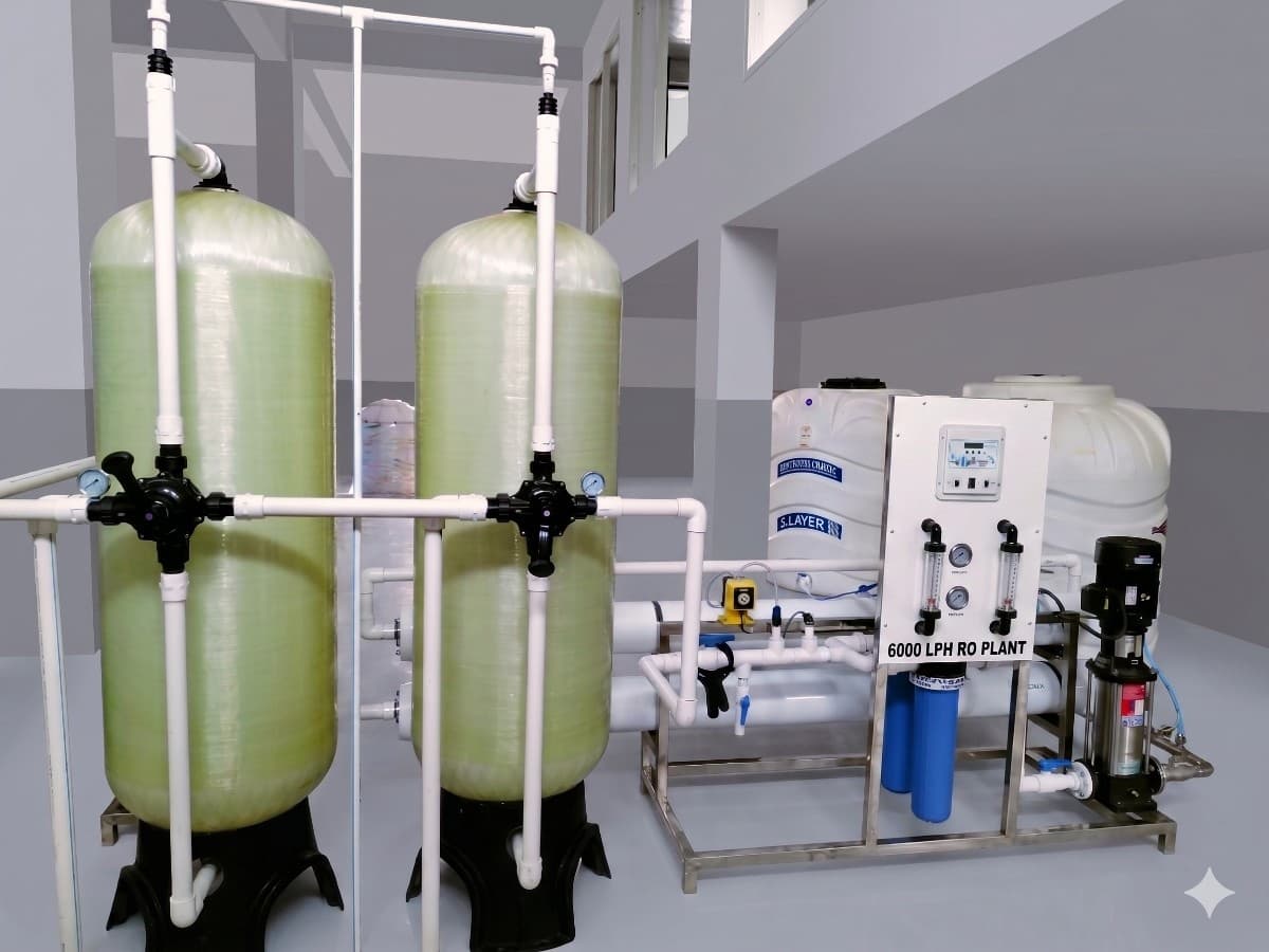 Massive 6000 LPH high-capacity industrial RO plant for large scale manufacturing and water infrastructure