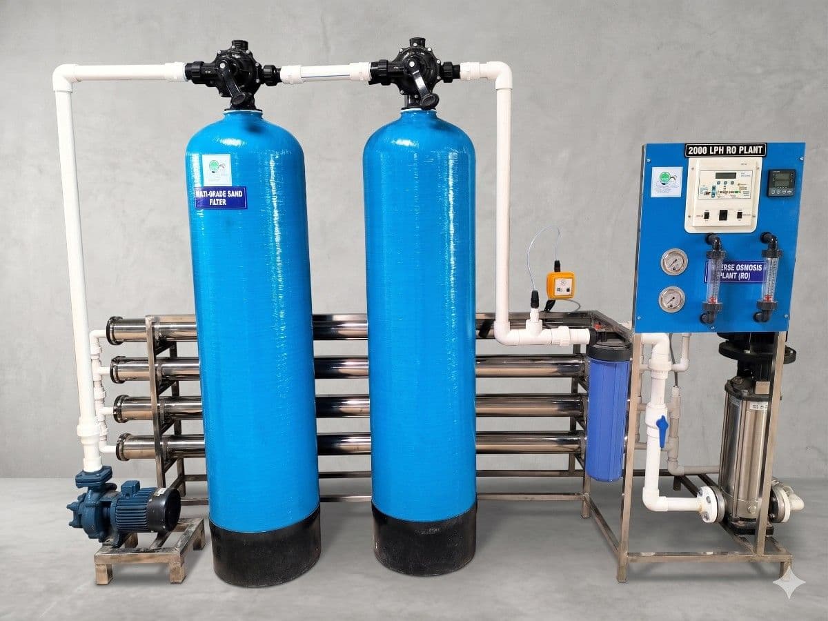 2000 LPH High-capacity industrial RO plant system for large scale pharmaceutical and bottling production